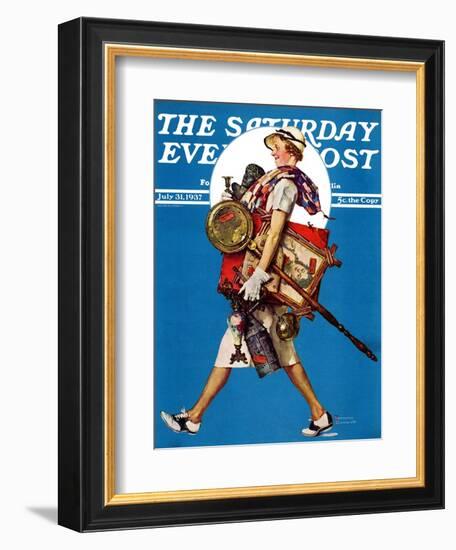 "At the Auction" or "Found Treasure" Saturday Evening Post Cover, July 31,1937-Norman Rockwell-Framed Giclee Print