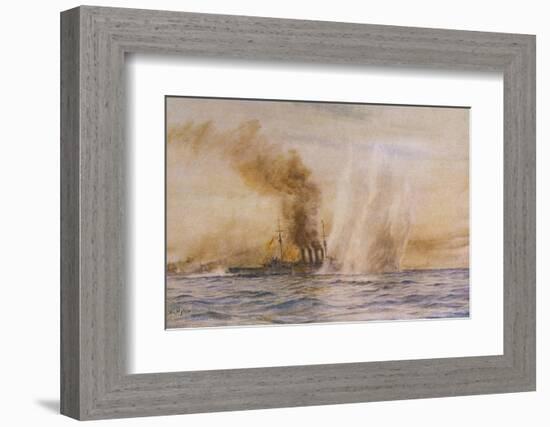At the Battle of Jutland Hms "Southampton" Sails Under Fire from the German Fleet-William Lionel Wyllie-Framed Photographic Print