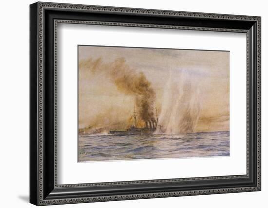 At the Battle of Jutland Hms "Southampton" Sails Under Fire from the German Fleet-William Lionel Wyllie-Framed Photographic Print