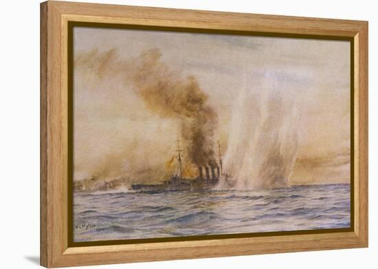 At the Battle of Jutland Hms "Southampton" Sails Under Fire from the German Fleet-William Lionel Wyllie-Framed Premier Image Canvas