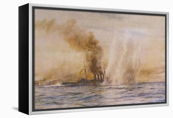 At the Battle of Jutland Hms "Southampton" Sails Under Fire from the German Fleet-William Lionel Wyllie-Framed Premier Image Canvas