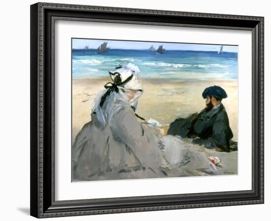 At the Beach, 1873-Edouard Manet-Framed Giclee Print