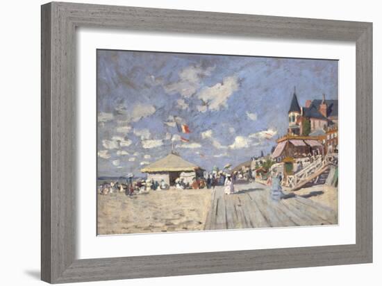 At the Beach of Trouville, 1870-Claude Monet-Framed Giclee Print