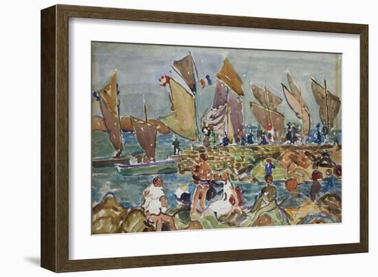 At the Beach-Maurice Brazil Prendergast-Framed Giclee Print