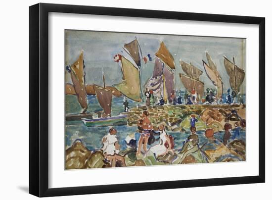 At the Beach-Maurice Brazil Prendergast-Framed Giclee Print