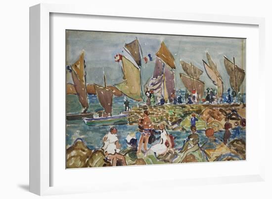 At the Beach-Maurice Brazil Prendergast-Framed Giclee Print