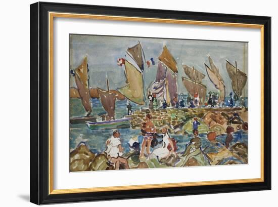 At the Beach-Maurice Brazil Prendergast-Framed Giclee Print