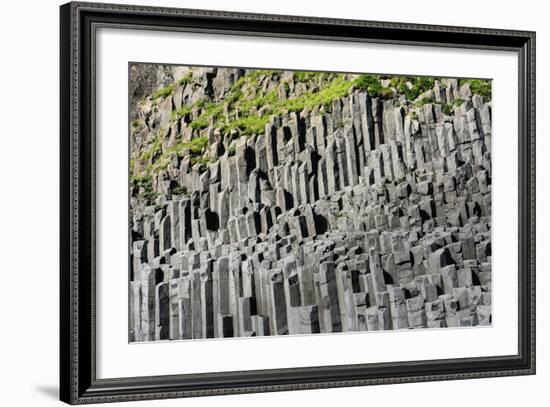 At the Black Sandy Beach of Reynisfjara, Basalt Colums-Catharina Lux-Framed Photographic Print