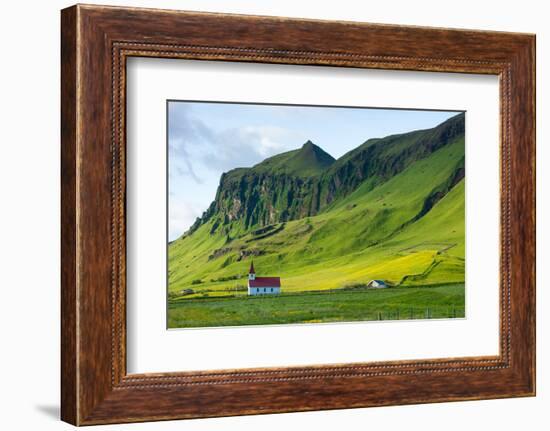 At the Black Sandy Beach of Reynisfjara, Church-Catharina Lux-Framed Photographic Print