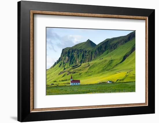 At the Black Sandy Beach of Reynisfjara, Church-Catharina Lux-Framed Photographic Print