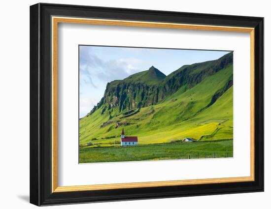 At the Black Sandy Beach of Reynisfjara, Church-Catharina Lux-Framed Photographic Print