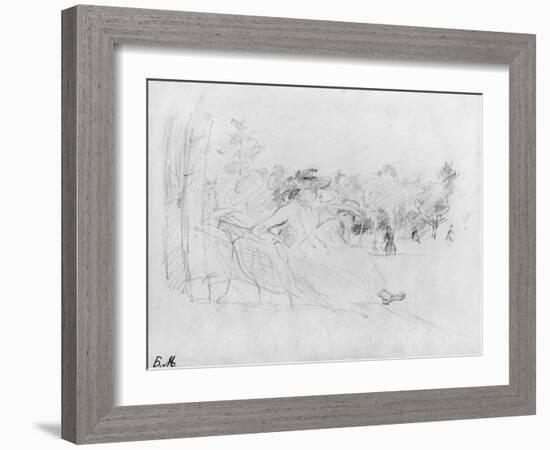 At the Bois De Boulogne, 1888 (Black Lead on Paper)-Berthe Morisot-Framed Giclee Print