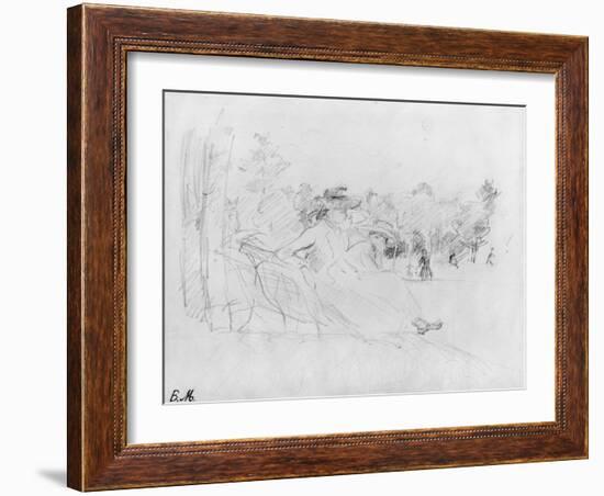 At the Bois De Boulogne, 1888 (Black Lead on Paper)-Berthe Morisot-Framed Giclee Print