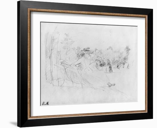 At the Bois De Boulogne, 1888 (Black Lead on Paper)-Berthe Morisot-Framed Giclee Print