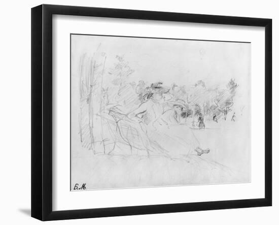 At the Bois De Boulogne, 1888 (Black Lead on Paper)-Berthe Morisot-Framed Giclee Print