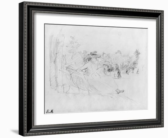 At the Bois De Boulogne, 1888 (Black Lead on Paper)-Berthe Morisot-Framed Giclee Print