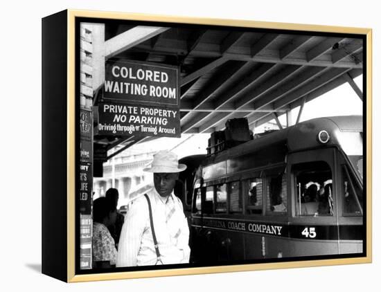 At the Bus Station in Durham, North Carolina-Jack Delano-Framed Stretched Canvas