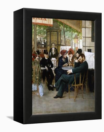 At the Cafe De La Paix-Georges Croegaert-Framed Premier Image Canvas