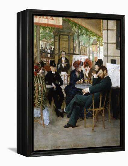 At the Cafe De La Paix-Georges Croegaert-Framed Premier Image Canvas