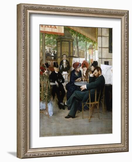 At the Cafe De La Paix-Georges Croegaert-Framed Giclee Print