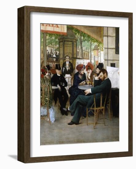 At the Cafe De La Paix-Georges Croegaert-Framed Giclee Print