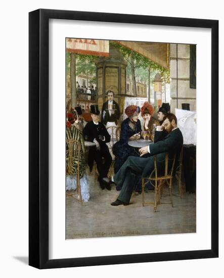 At the Cafe De La Paix-Georges Croegaert-Framed Giclee Print