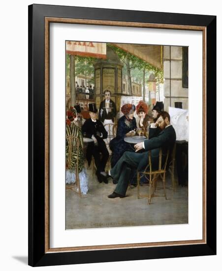 At the Cafe De La Paix-Georges Croegaert-Framed Giclee Print