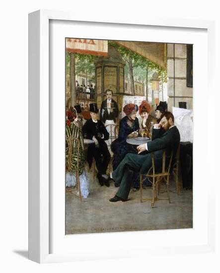 At the Cafe De La Paix-Georges Croegaert-Framed Giclee Print