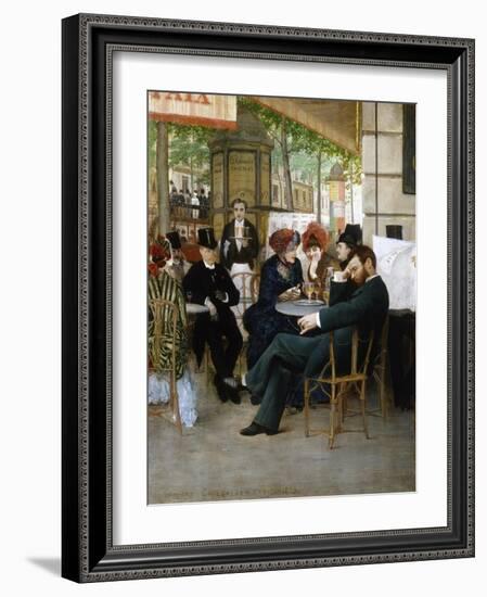 At the Cafe De La Paix-Georges Croegaert-Framed Giclee Print