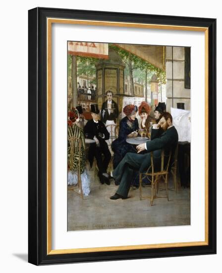 At the Cafe De La Paix-Georges Croegaert-Framed Giclee Print