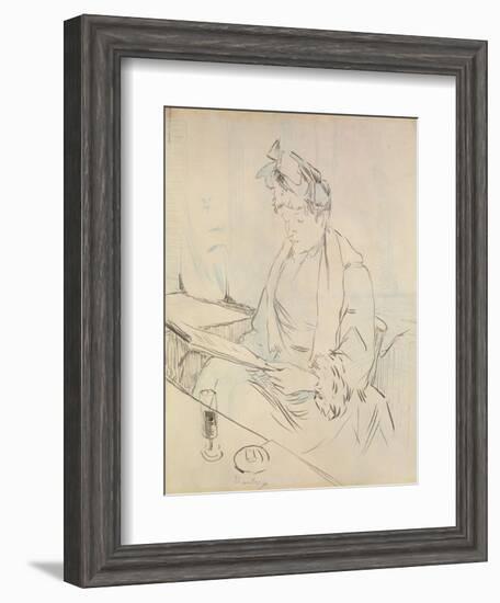 At the Cafe (Pencil and Ink on Paper)-Henri de Toulouse-Lautrec-Framed Giclee Print