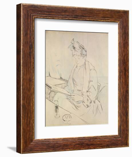 At the Cafe (Pencil and Ink on Paper)-Henri de Toulouse-Lautrec-Framed Giclee Print