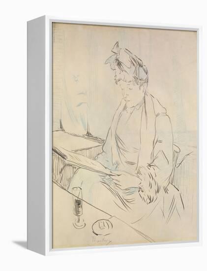 At the Cafe (Pencil and Ink on Paper)-Henri de Toulouse-Lautrec-Framed Premier Image Canvas