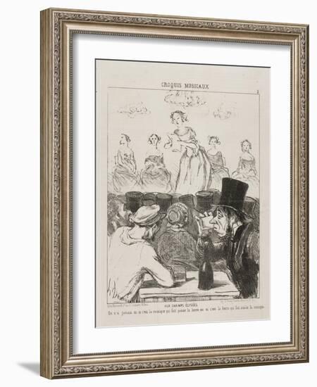 At the Champs-Elysées, plate 3 from Croquis Musicaux, 1852-Honore Daumier-Framed Giclee Print