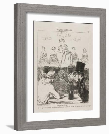 At the Champs-Elysées, plate 3 from Croquis Musicaux, 1852-Honore Daumier-Framed Giclee Print