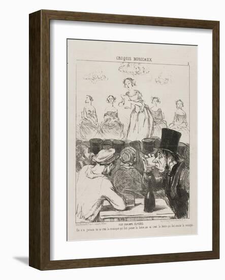 At the Champs-Elysées, plate 3 from Croquis Musicaux, 1852-Honore Daumier-Framed Giclee Print