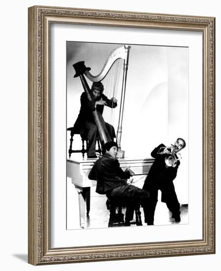 At the Circus, Harpo Marx, Bottom Chico Marx, Groucho Marx, 1939-null-Framed Photo