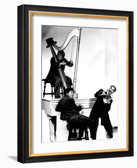 At the Circus, Harpo Marx, Bottom Chico Marx, Groucho Marx, 1939-null-Framed Photo