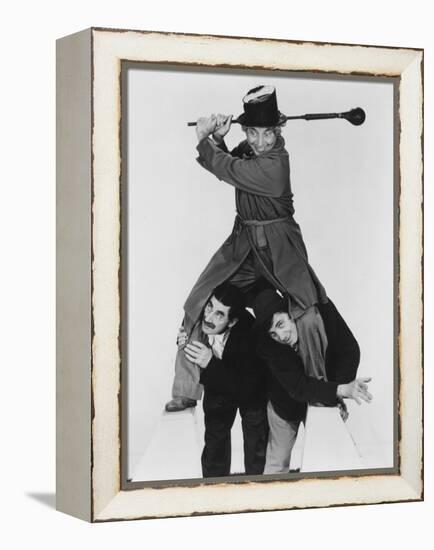 At the Circus, Harpo Marx (Top), Bottom from Left: Groucho Marx, Chico Marx, 1939-null-Framed Stretched Canvas