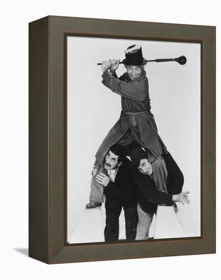 At the Circus, Harpo Marx (Top), Bottom from Left: Groucho Marx, Chico Marx, 1939-null-Framed Stretched Canvas