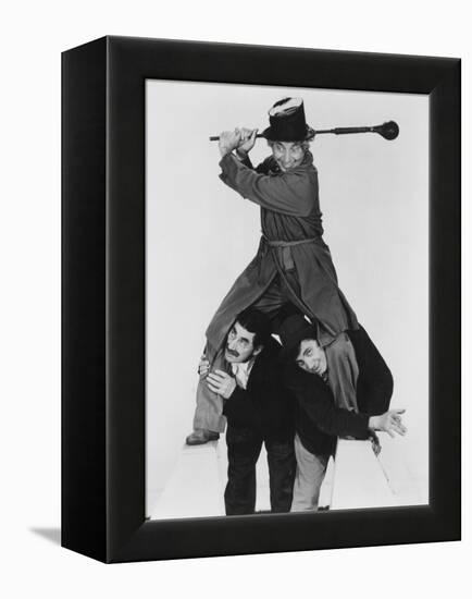 At the Circus, Harpo Marx (Top), Bottom from Left: Groucho Marx, Chico Marx, 1939-null-Framed Stretched Canvas