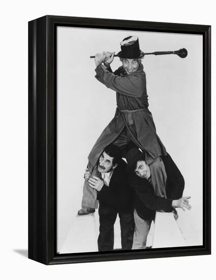 At the Circus, Harpo Marx (Top), Bottom from Left: Groucho Marx, Chico Marx, 1939-null-Framed Stretched Canvas