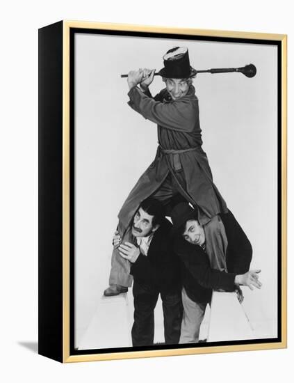 At the Circus, Harpo Marx (Top), Bottom from Left: Groucho Marx, Chico Marx, 1939-null-Framed Stretched Canvas