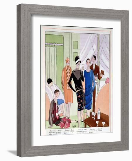 At the Cocktail Party, Fashion Plate from 'Art Gout Beaute' Magazine, March 1927-null-Framed Giclee Print