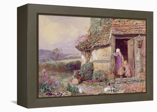 At the Cottage Door-Myles Birket Foster-Framed Premier Image Canvas