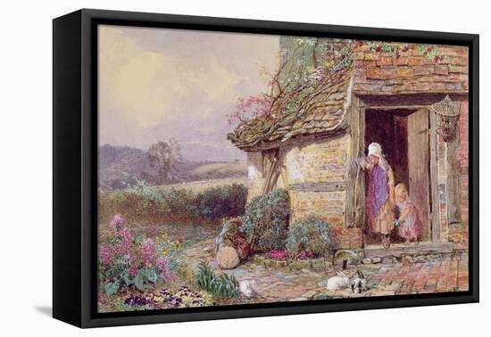 At the Cottage Door-Myles Birket Foster-Framed Premier Image Canvas