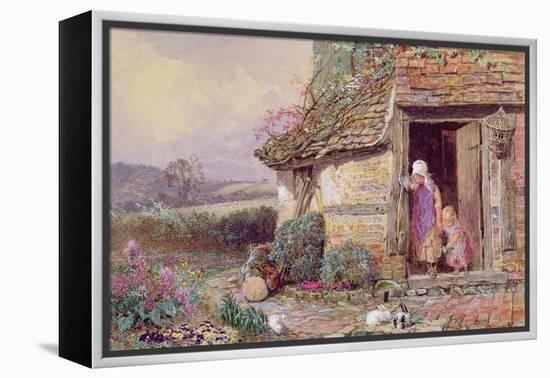 At the Cottage Door-Myles Birket Foster-Framed Premier Image Canvas