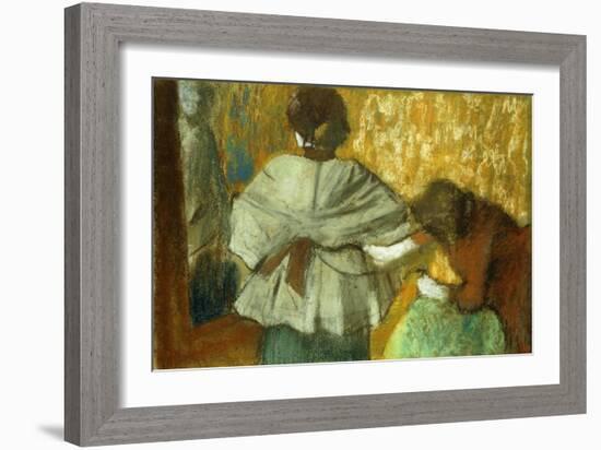 At the Couturiere, the Fitting-Edgar Degas-Framed Giclee Print