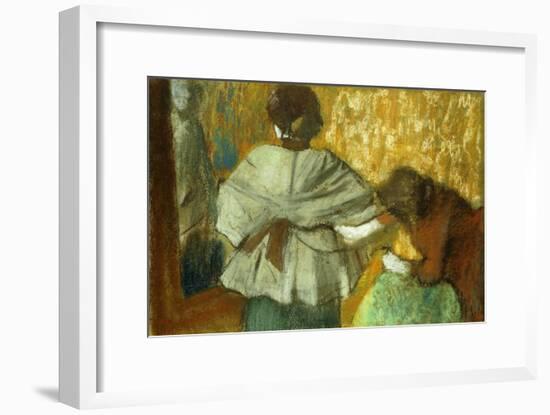 At the Couturiere, the Fitting-Edgar Degas-Framed Giclee Print