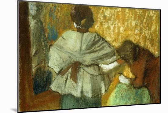 At the Couturiere, the Fitting-Edgar Degas-Mounted Giclee Print
